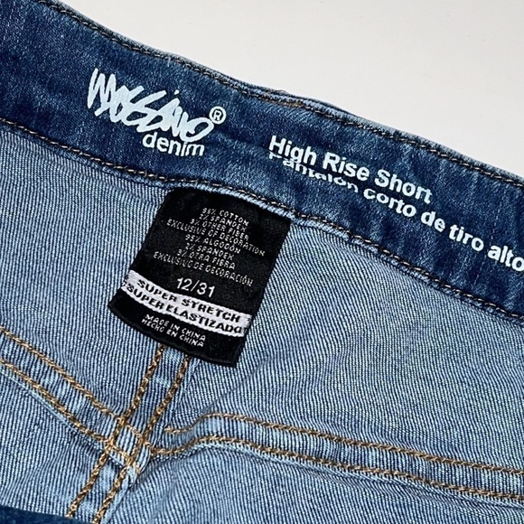 BLUE High Rise Super Strech Jean Shorts Lace Hem Festival Boho Size 12/31 - Picture 5 of 15